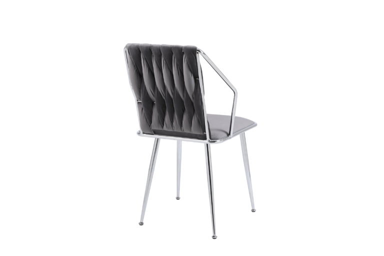 Daisy Dining Chair – Grey & Chrome Shimmer Fabric (SET OF 2)