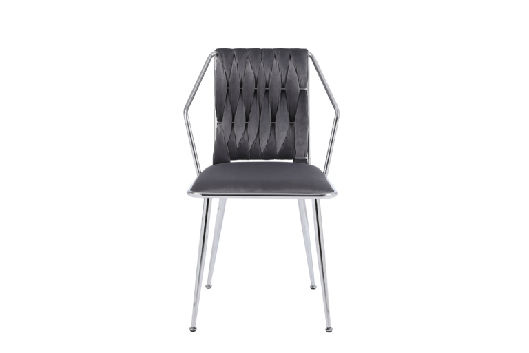 Daisy Dining Chair – Grey & Chrome Shimmer Fabric (SET OF 2)