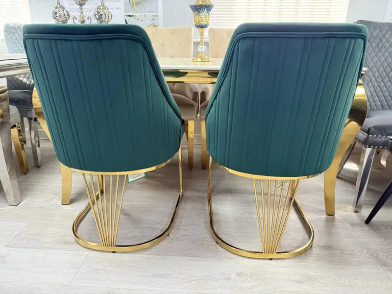 Lasco Dining Chairs – Green Velvet & Gold Legs (Set of 2) ASR INTERIOR