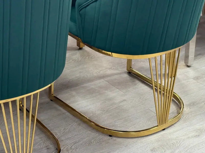 Lasco Dining Chairs – Green Velvet & Gold Legs (Set of 2) ASR INTERIOR