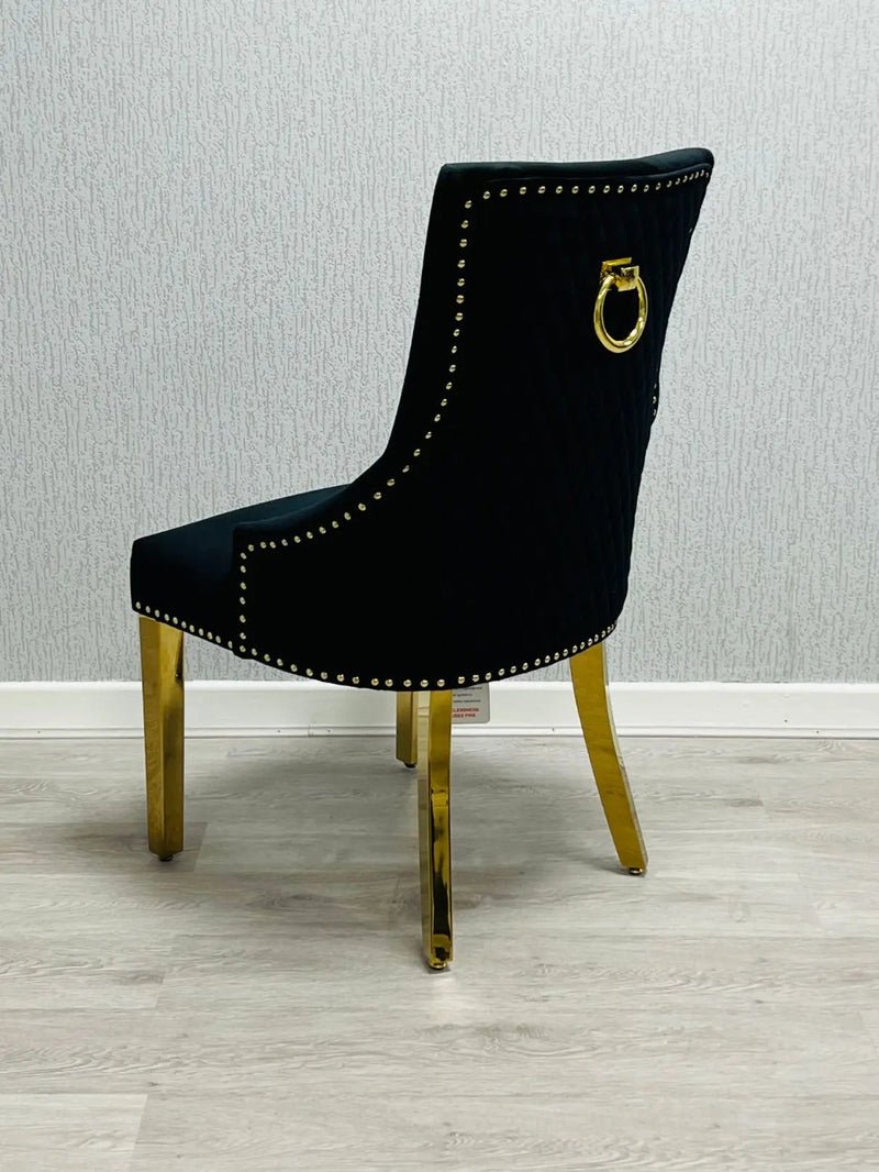 Majestic Velvet Dining Chair Gold Circle Knocker