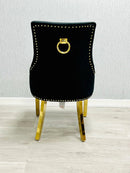Majestic Velvet Dining Chair Gold Circle Knocker