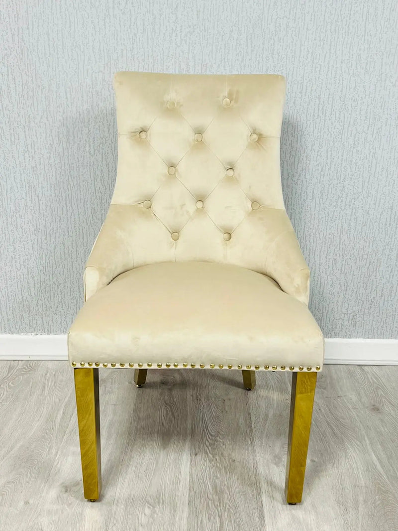 Majestic Velvet Dining Chair Gold Circle Knocker