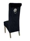 Sofia Dining Chairs Lion Knocker chrome legs Black Sale