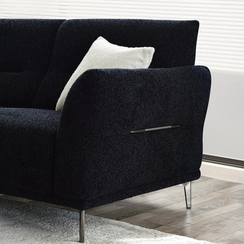 Aluxo Albany Sofa Range in Black Lux Boucle Fabric F I INTERIORS