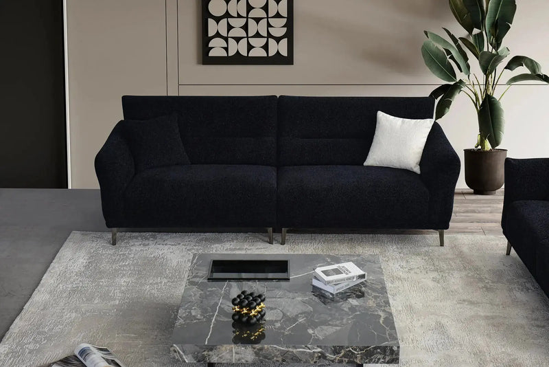 Aluxo Albany Sofa Range in Black Lux Boucle Fabric F I INTERIORS
