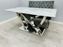 California Grey Marble Dining Table + Majestic Grey Velvet Dining Chairs – Modern Luxury Dining Set