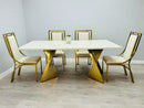 Ravello Gold Marble Dining Table & Windsor Dining Chair Set