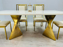 Ravello Gold Marble Dining Table & Porado Dining Chair Set