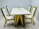 Ravello Gold Marble Dining Table & Windsor Dining Chair Set