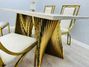 Ravello Gold Marble Dining Table & Windsor Dining Chair Set