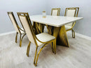 Ravello Gold Marble Dining Table & Windsor Dining Chair Set
