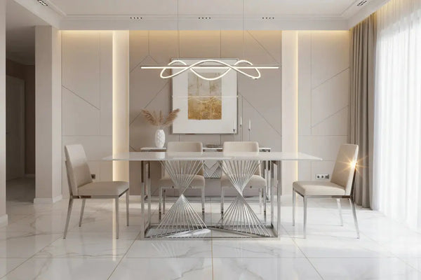 Amelia White Ceramic 180cm Silver Frame Table Only