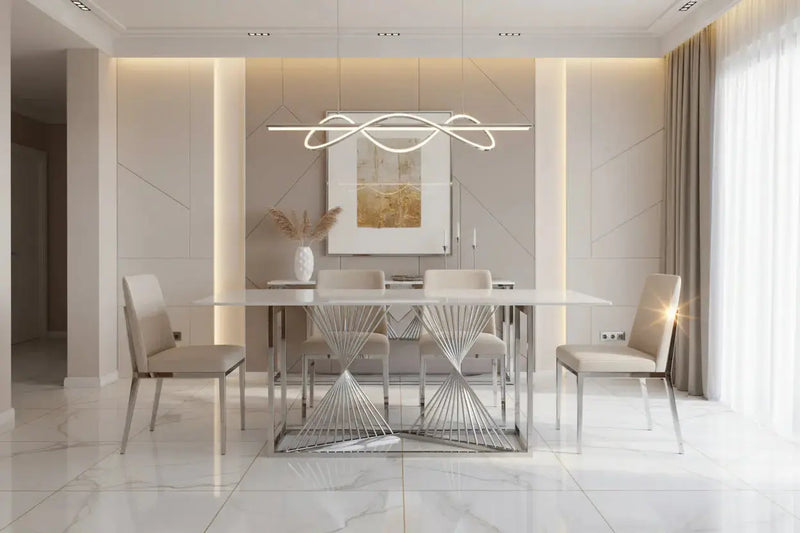 Amelia White Ceramic 180cm Silver Frame Table Only