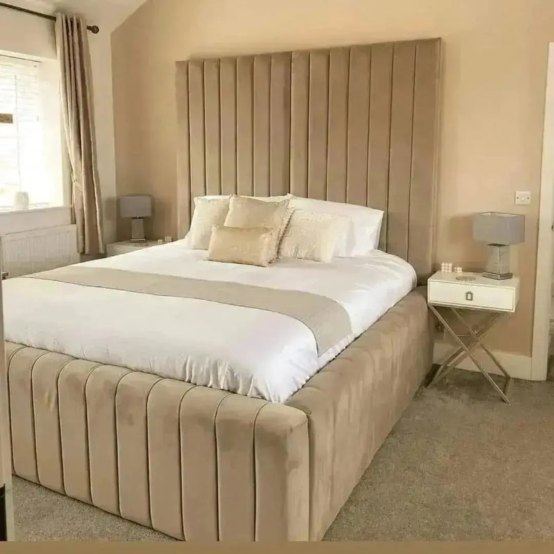 Louisiana Plush Velvet Panel Bed – Bespoke Handcrafted Bedstead (Made in the UK)