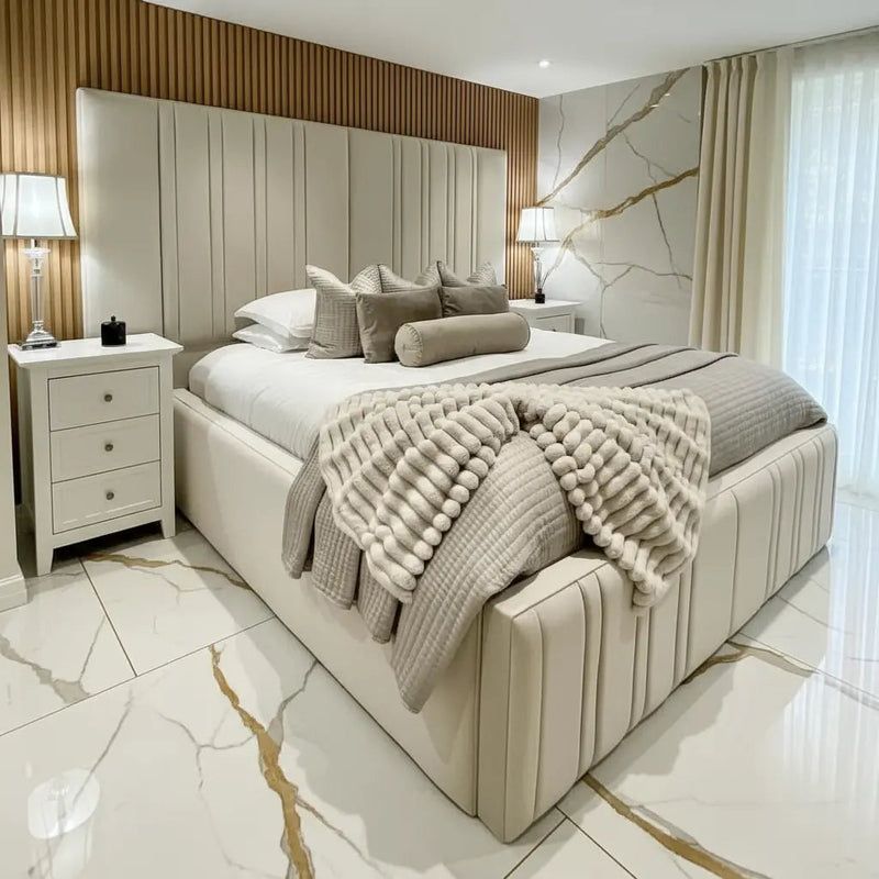 Audrie Panel Bedstead – Modern Tall Upholstered Bed Frame | Handcrafted in the UK FIL