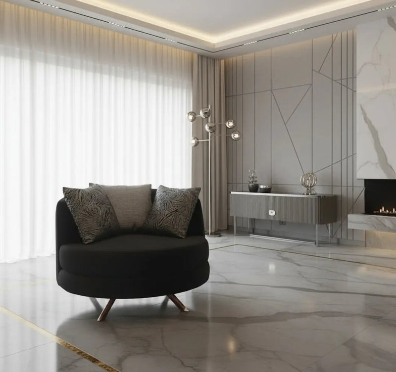 Elmira 1 Seater in Grey and Chrome Timeless Comfort with a Contemporary Edge