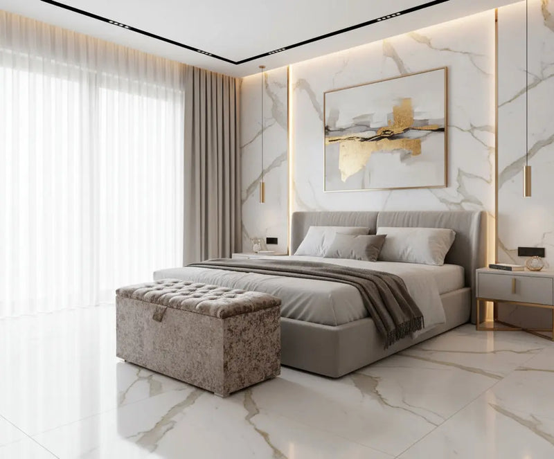 Crushed Velvet Ottoman Box