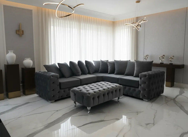 Stella Chesterfield Footstool Plush Velvet