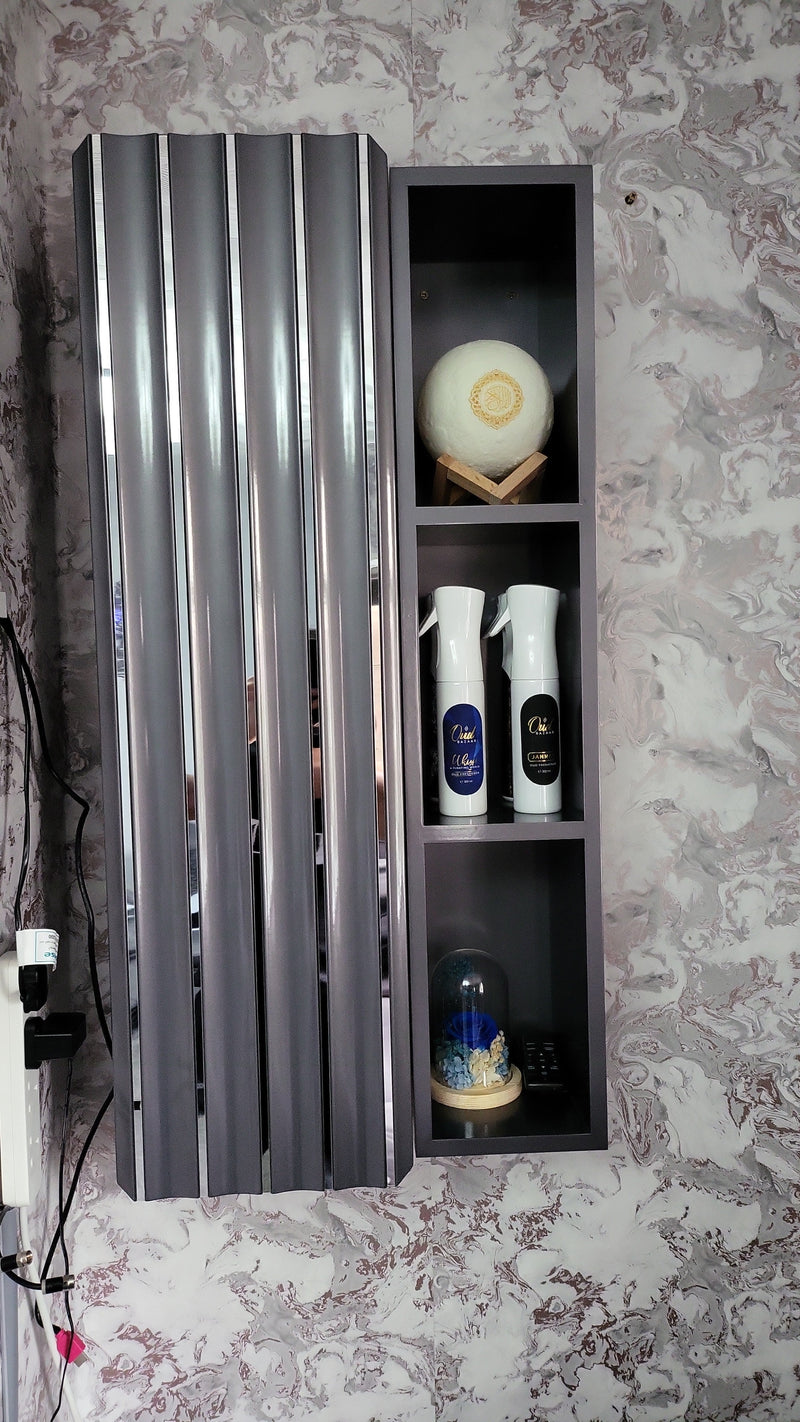 LOTUS WALL MOUNT CABINETS + SHELF GREY & CHROME