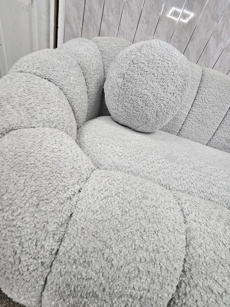 Cloud Boucle Fabric Soda 3+2 Seater Grey And Gold