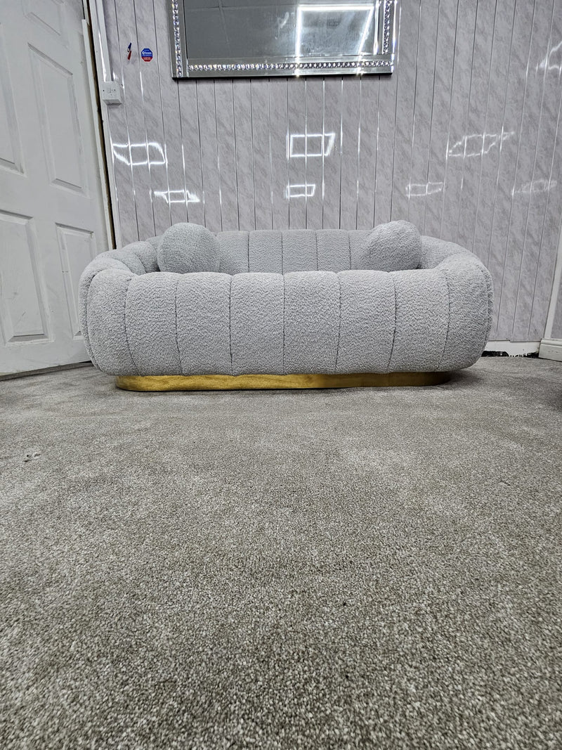 Cloud Boucle Fabric Soda 3+2 Seater Grey And Gold