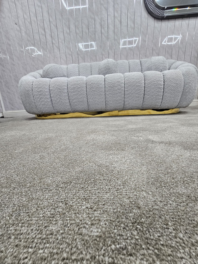 Cloud Boucle Fabric Soda 3+2 Seater Grey And Gold