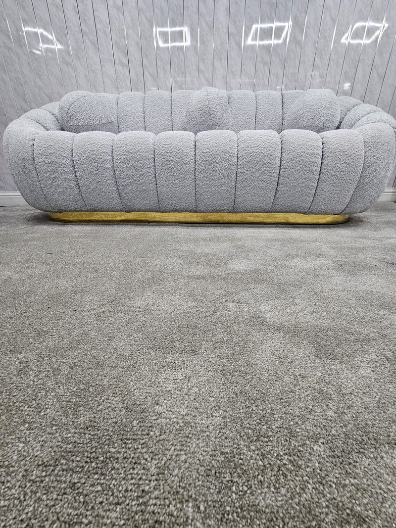 Cloud Boucle Fabric Soda 3+2 Seater Grey And Gold