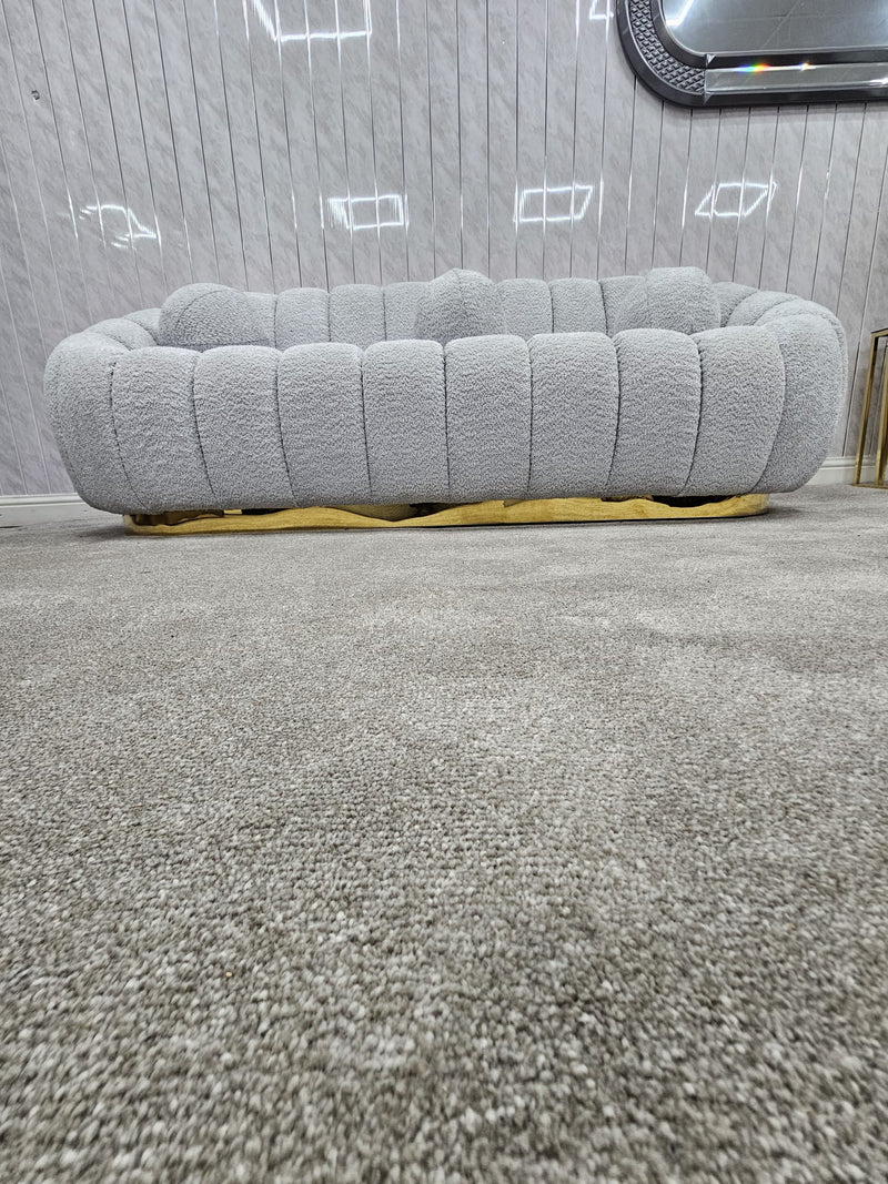 Cloud Boucle Fabric Soda 3+2 Seater Grey And Gold