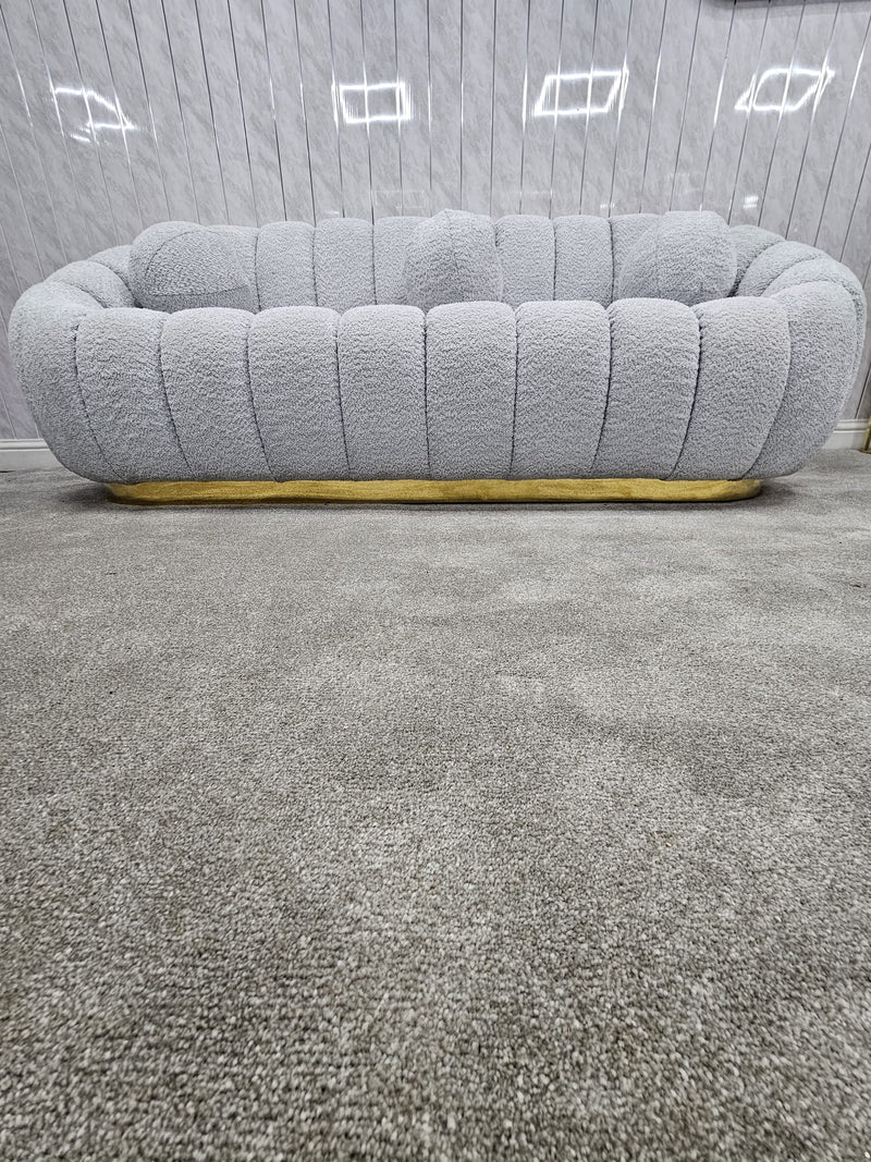 Cloud Boucle Fabric Soda 3+2 Seater Grey And Gold