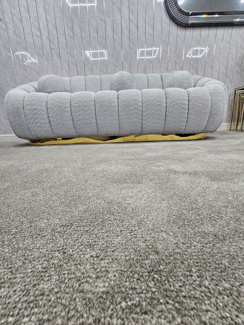 Cloud Boucle Fabric Soda 3+2 Seater Grey And Gold