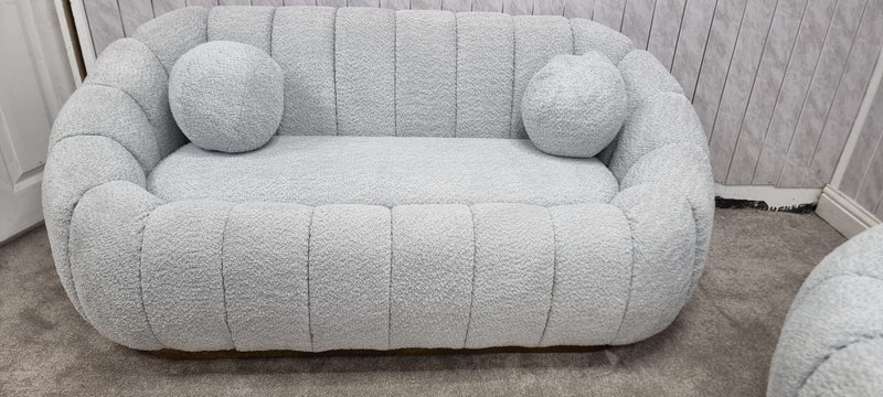 Cloud Boucle Fabric Soda 3+2 Seater Grey And Gold