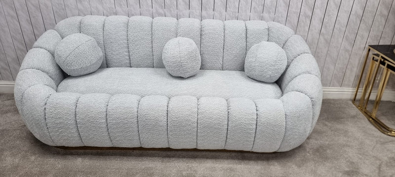 Cloud Boucle Fabric Soda 3+2 Seater Grey And Gold