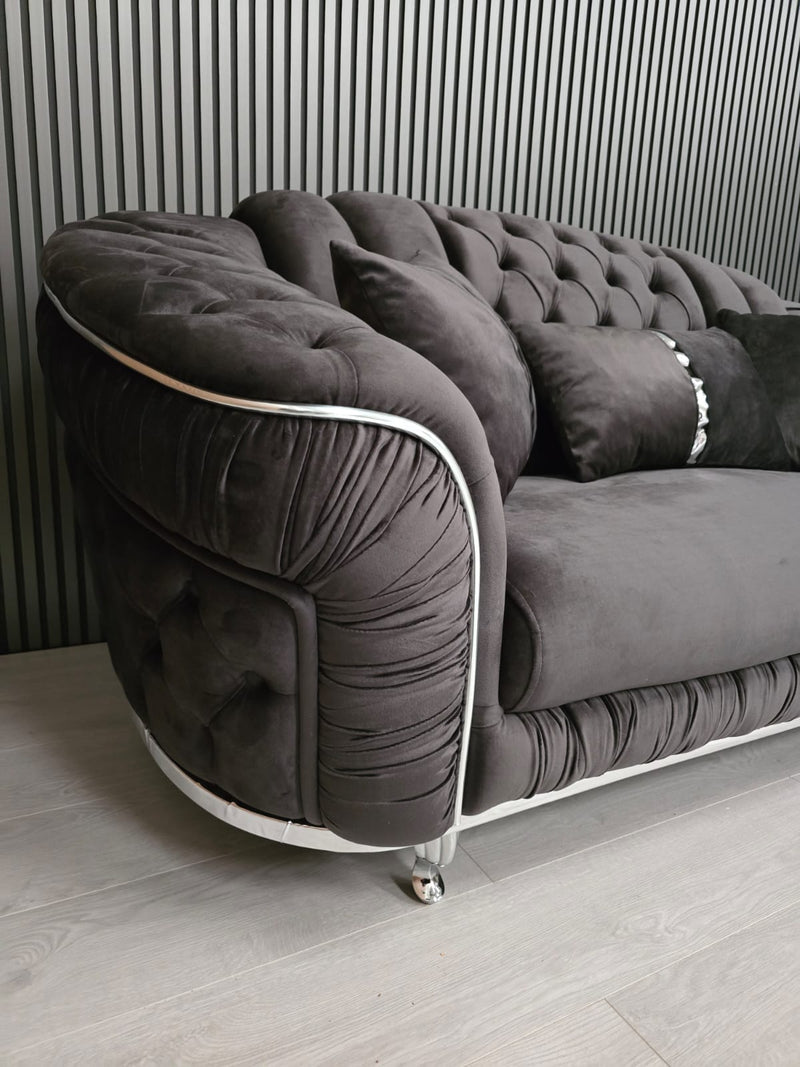 Konan 2 Seater In Grey & Chrome -