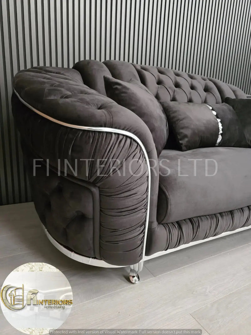 Konan 2 Seater Grey And Chrome - Now On Sale