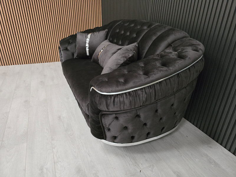 Konan 2 Seater In Grey & Chrome -