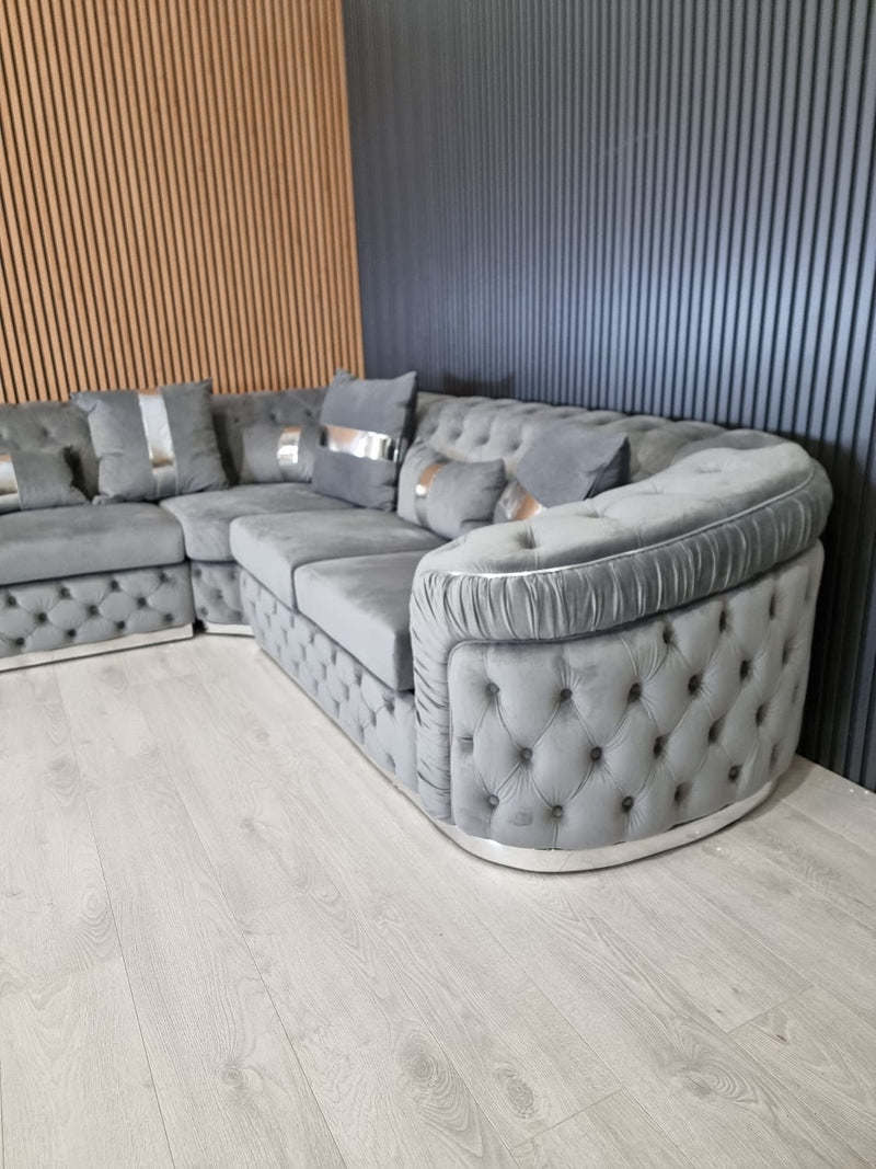 Ambassador Corner Sofa  270cm x 270cm Grey Plush  CH