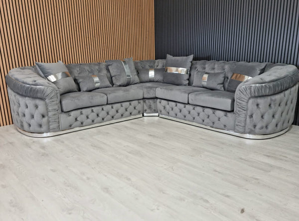 Ambassador Corner Sofa  270cm x 270cm Grey Plush  CH