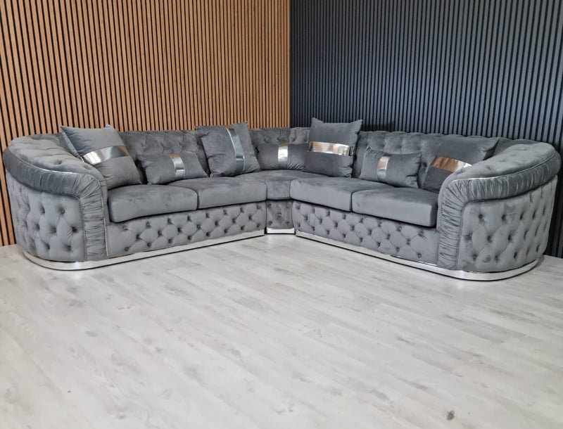 Ambassador Corner Sofa  270cm x 270cm Grey Plush  CH