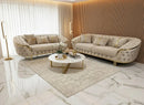 Kingston 3+2 Champagne Velvet Sofa Set with Gold Detailing – Luxury Modern Sofa Bespoke Beds