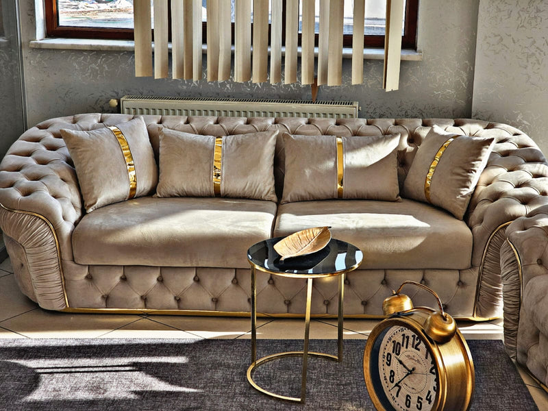 Ambassador 3+2 Seater In Champagne & Gold