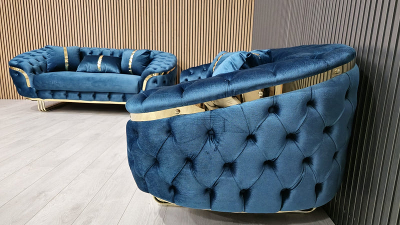 Bvlgari Special 3+2 Sofa in Teal and Gold