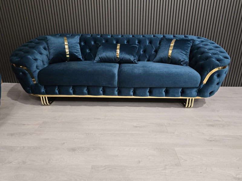 Bvlgari Special 3+2 Sofa in Teal and Gold