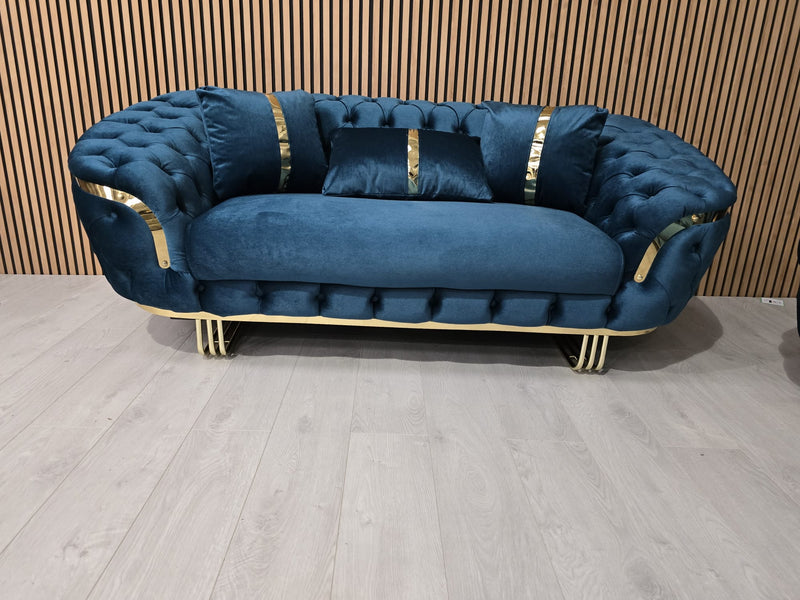 Bvlgari Special 3+2 Sofa in Teal and Gold