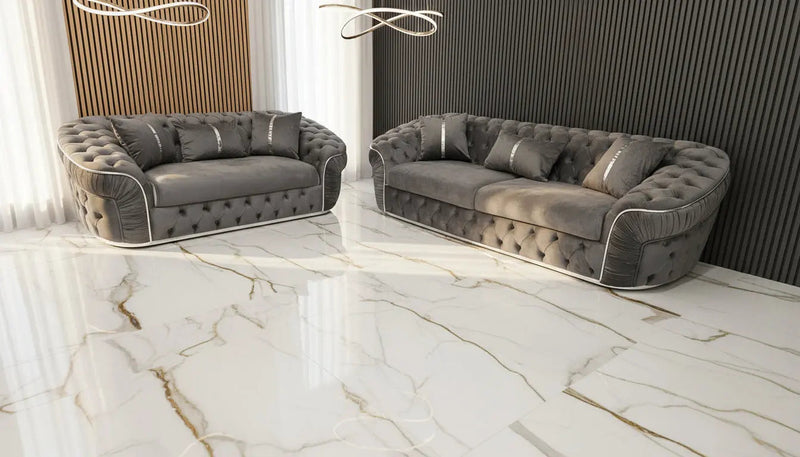 Ambassador 3+2 Seater In Grey V27 & Chrome