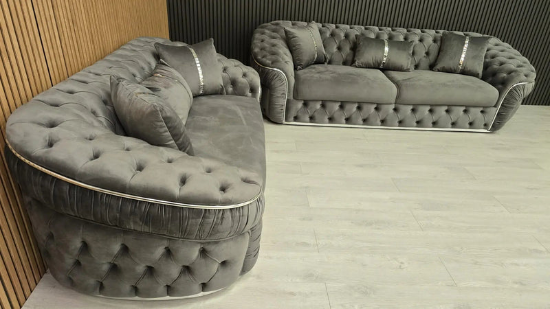 Ambassador 3+2 Seater In Grey V27 & Chrome