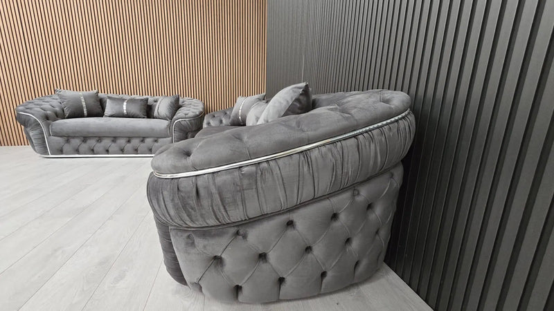 Ambassador 3+2 Seater In Grey V27 & Chrome