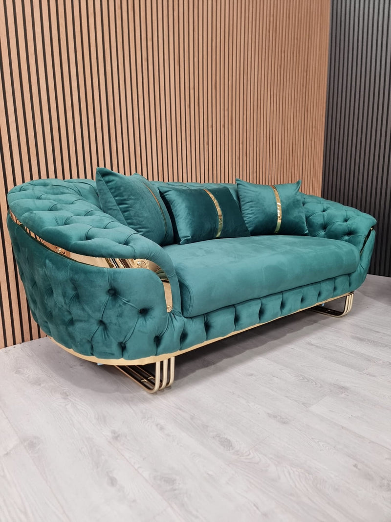 Bvlgari Special 3+2 Sofa in Emerald Green and Gold