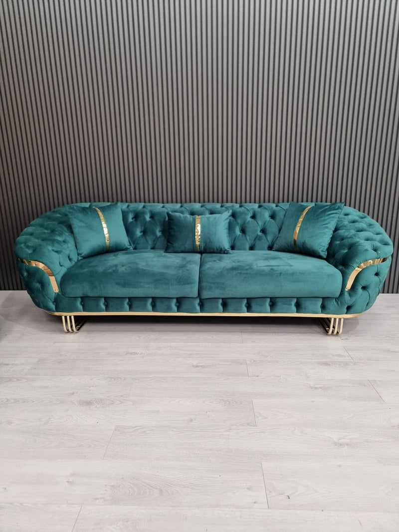 Bvlgari Special 3+2 Sofa in Emerald Green and Gold