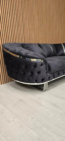 Kingston 3+2 Anthracite Grey Velvet Sofa Set with Chrome Detailing – Modern Luxury Sofa Bespoke Beds